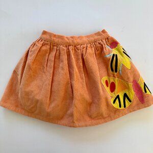 Piccolina Corduroy Skirt | Butterfly Appliqué | Peach | 2T | EUC